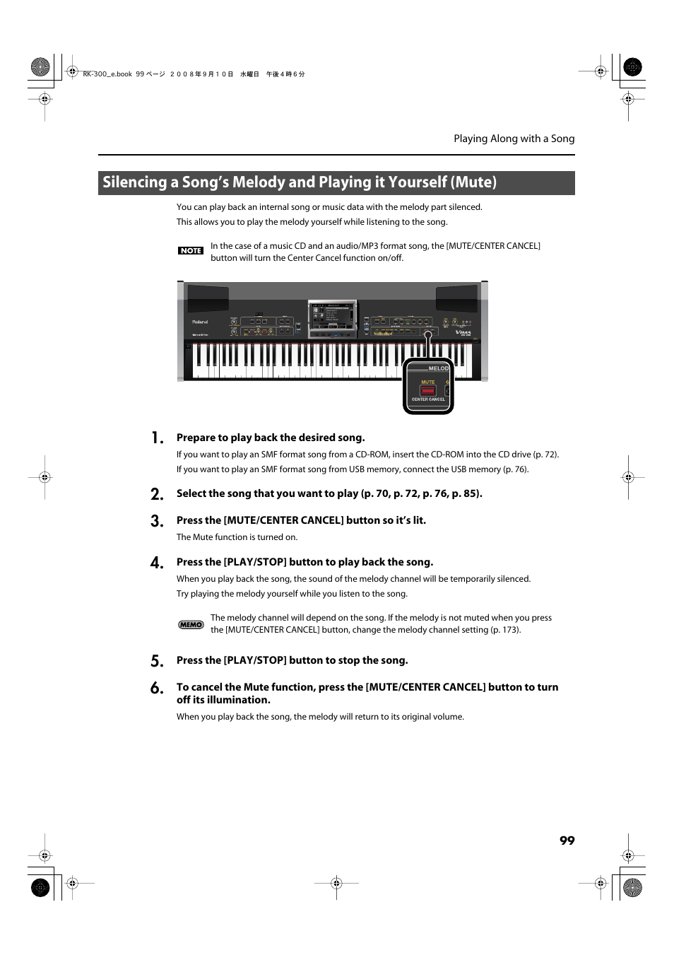 P. 99, p. 110) | Roland RK-300 User Manual | Page 99 / 228