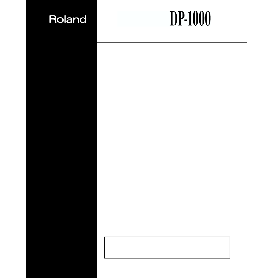 Roland DP-1000 User Manual | 29 pages