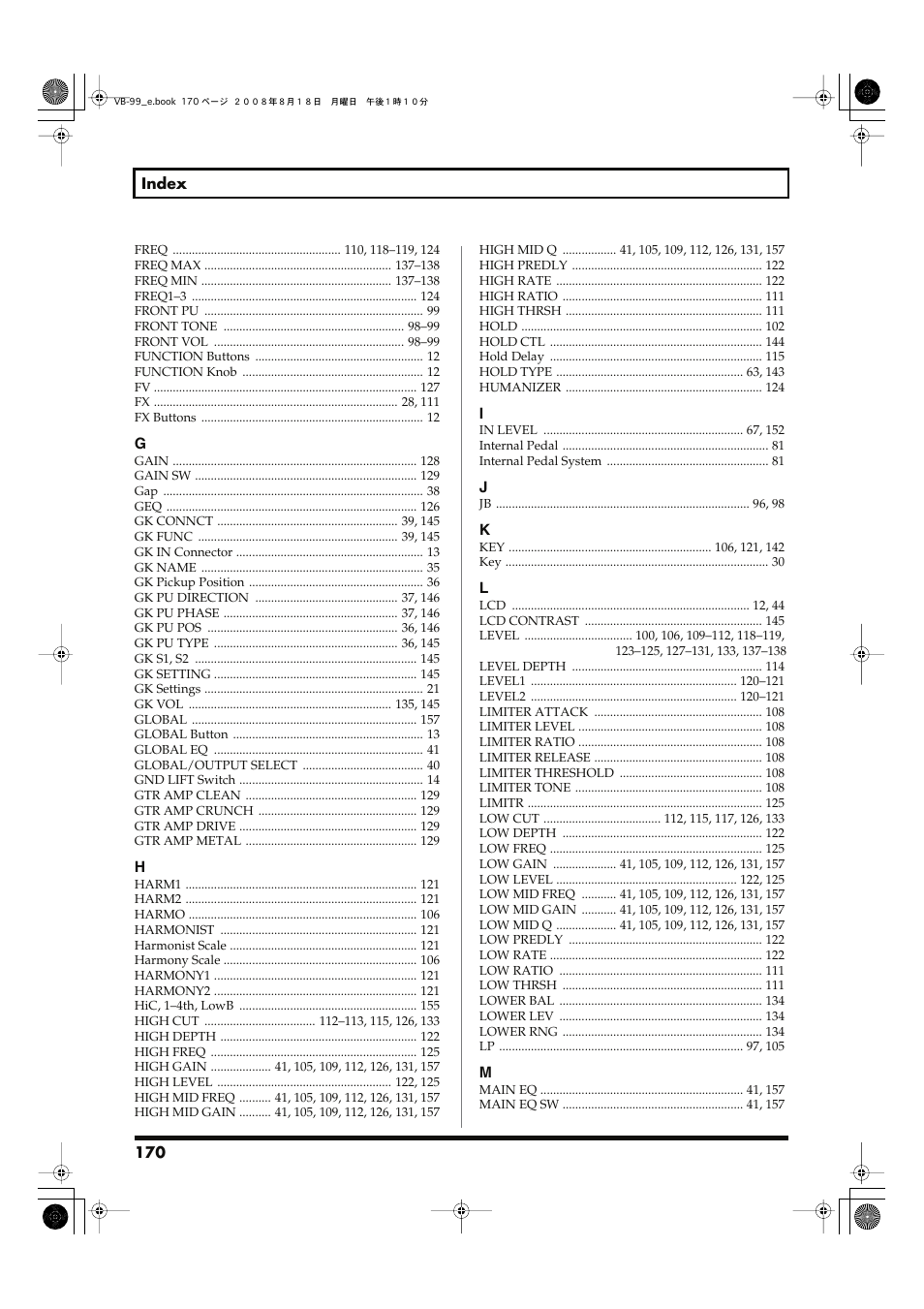 Roland V-Bass VB-99 User Manual | Page 170 / 184