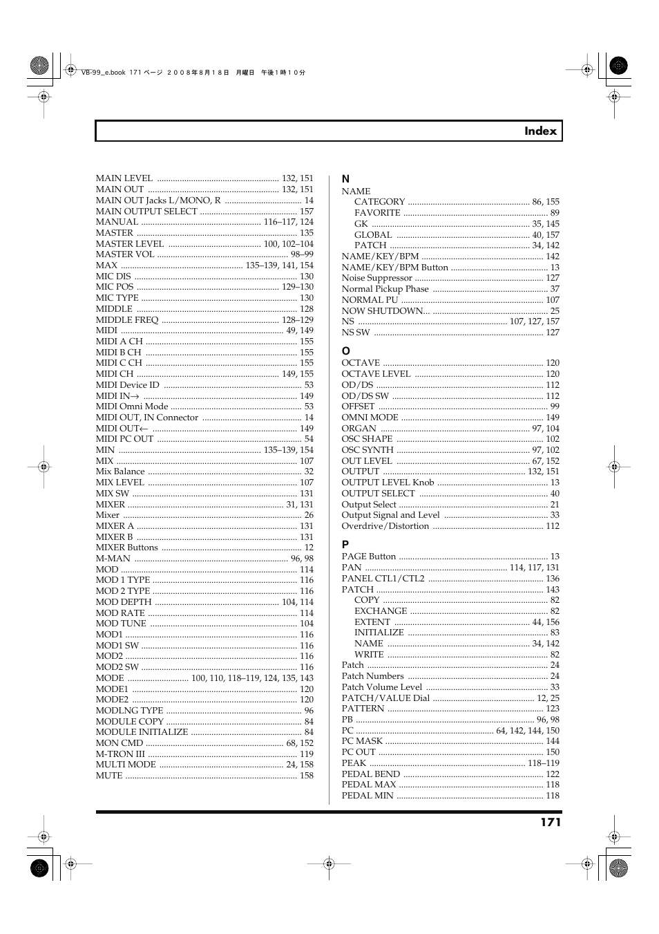 Roland V-Bass VB-99 User Manual | Page 171 / 184