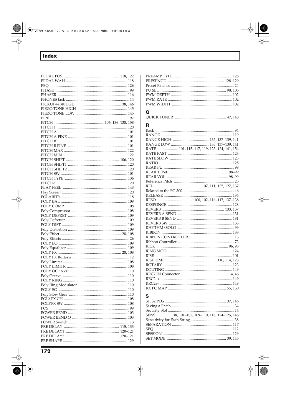 Roland V-Bass VB-99 User Manual | Page 172 / 184