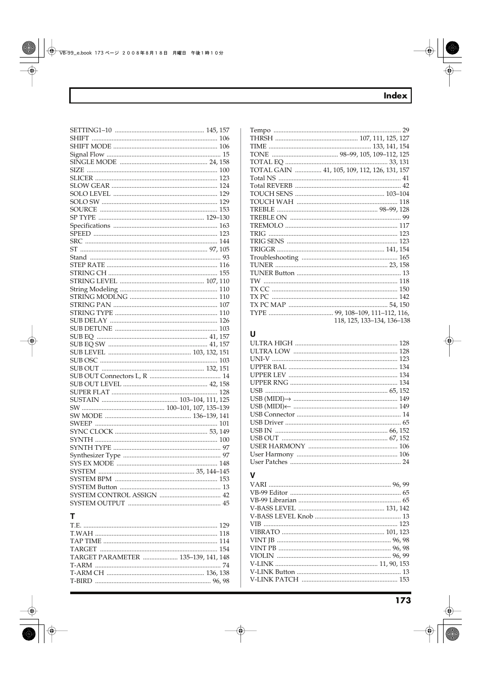 Roland V-Bass VB-99 User Manual | Page 173 / 184