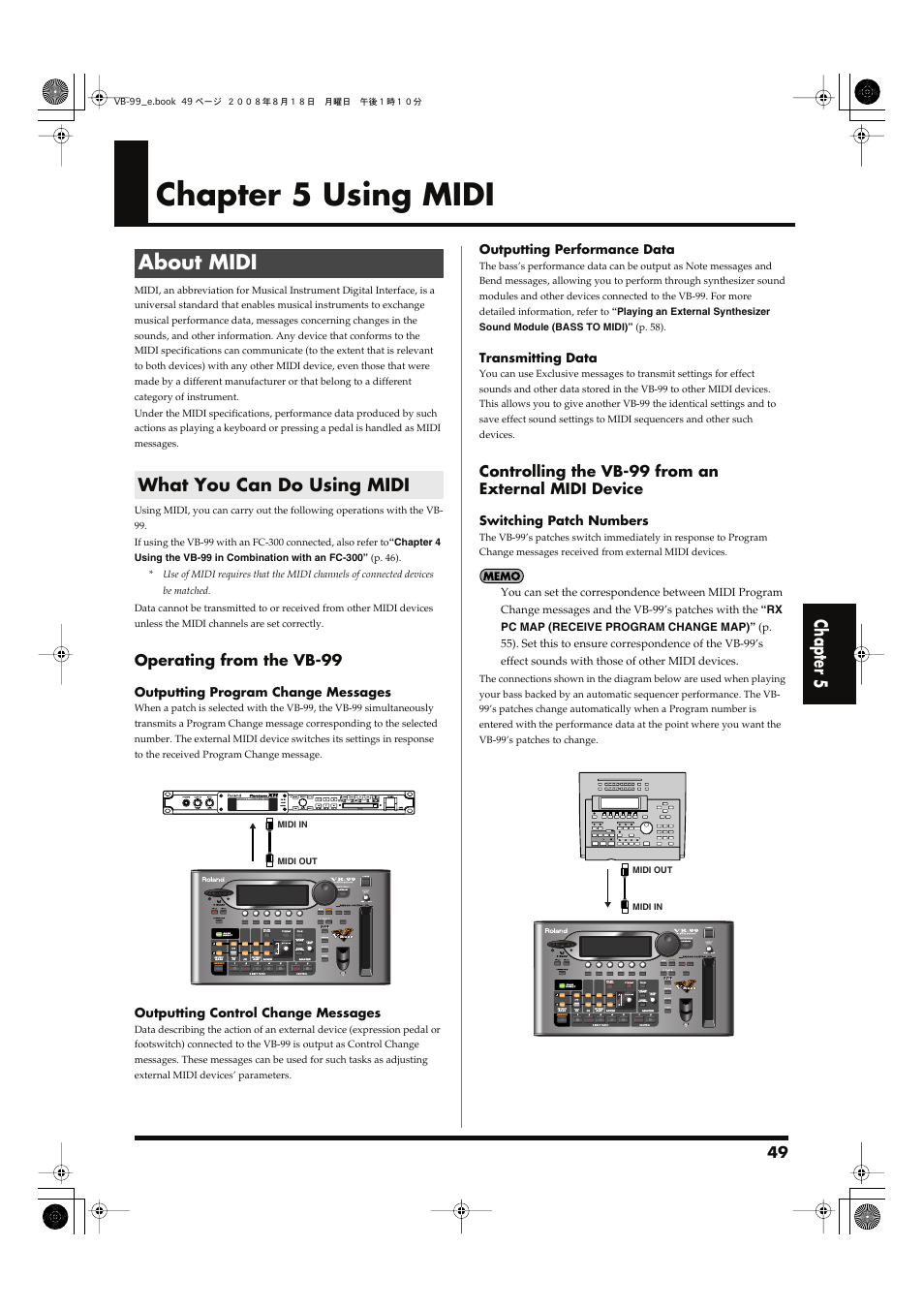 Chapter 5 using midi, About midi, What you can do using midi | Chapter 5 | Roland V-Bass VB-99 User Manual | Page 49 / 184