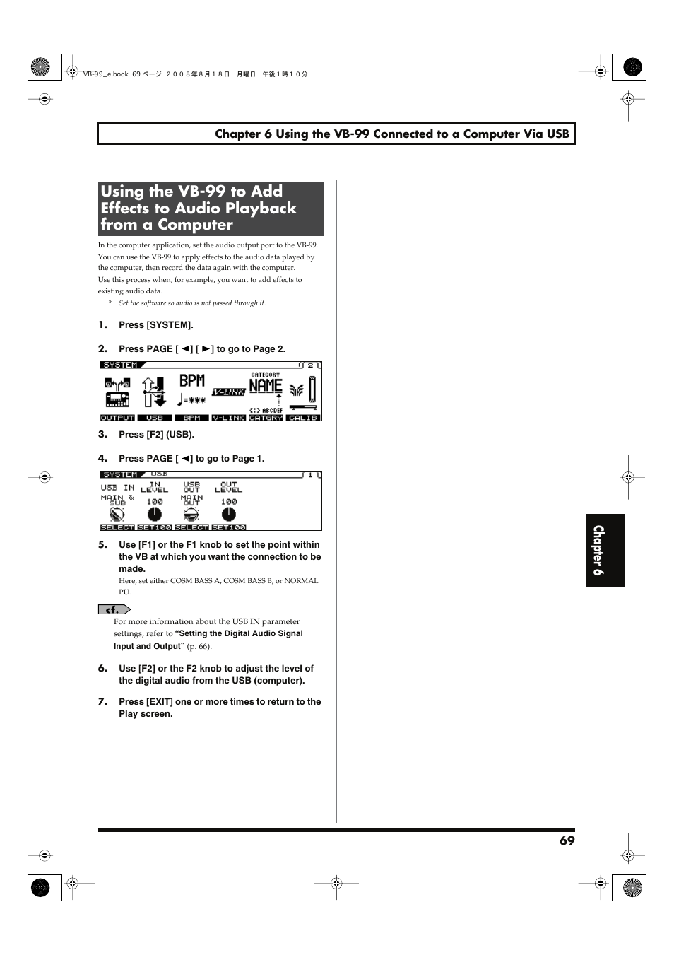 Chapter 6 | Roland V-Bass VB-99 User Manual | Page 69 / 184