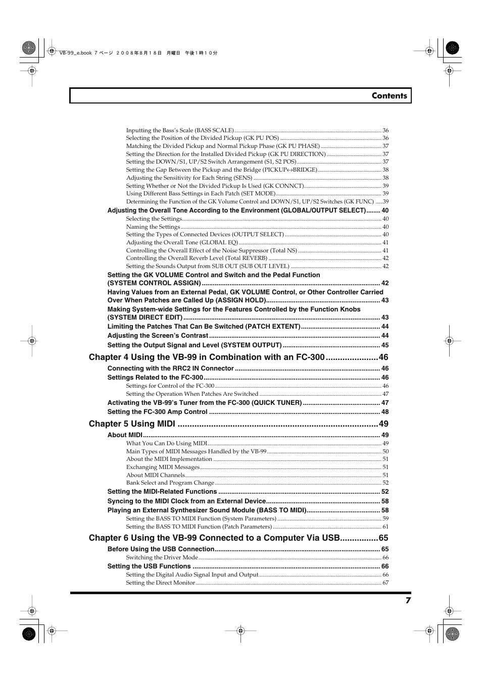 Chapter 5 using midi | Roland V-Bass VB-99 User Manual | Page 7 / 184