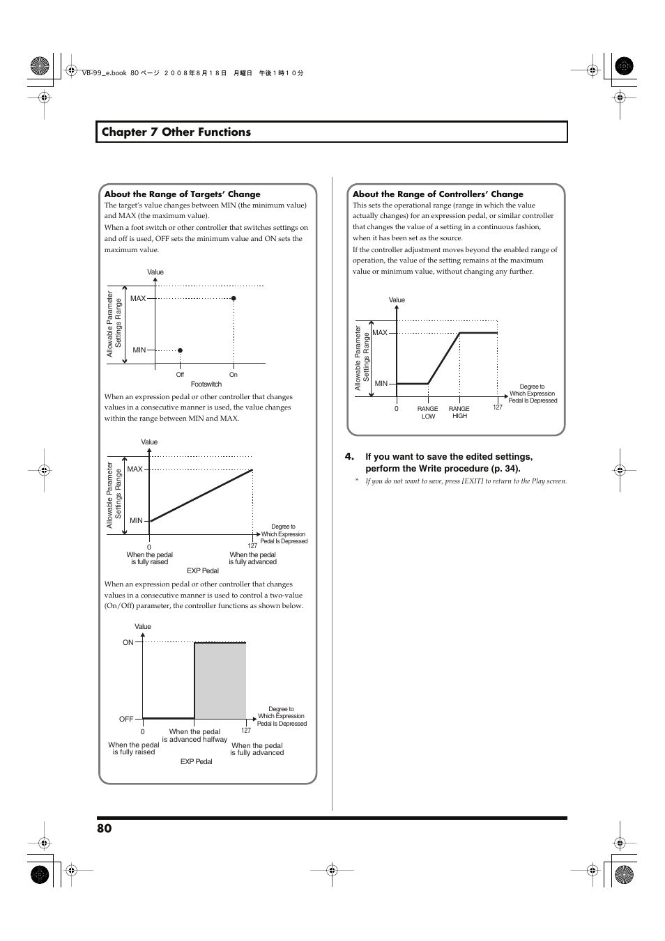 80 chapter 7 other functions | Roland V-Bass VB-99 User Manual | Page 80 / 184