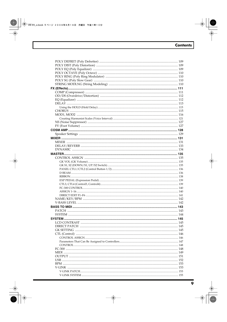 Roland V-Bass VB-99 User Manual | Page 9 / 184
