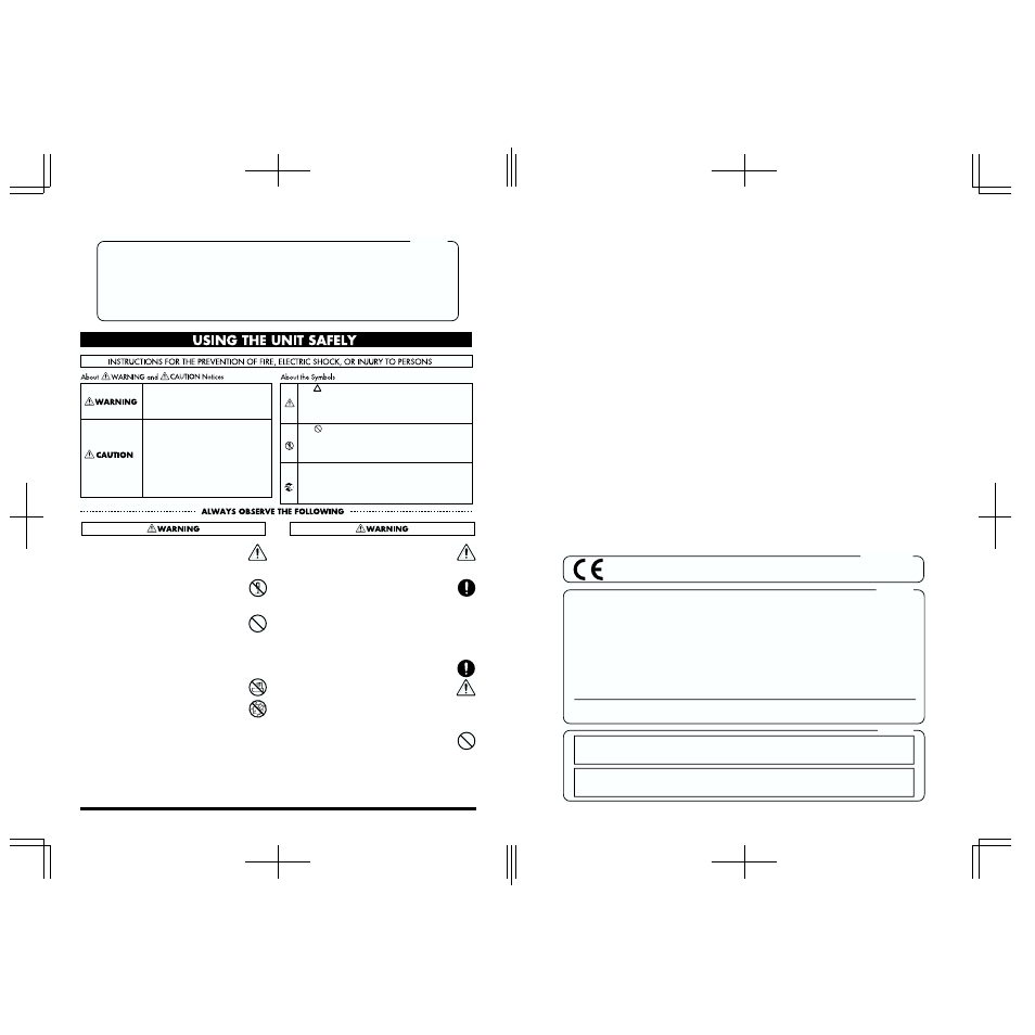 Using the unit safely | Roland HPD-15 User Manual | Page 2 / 116