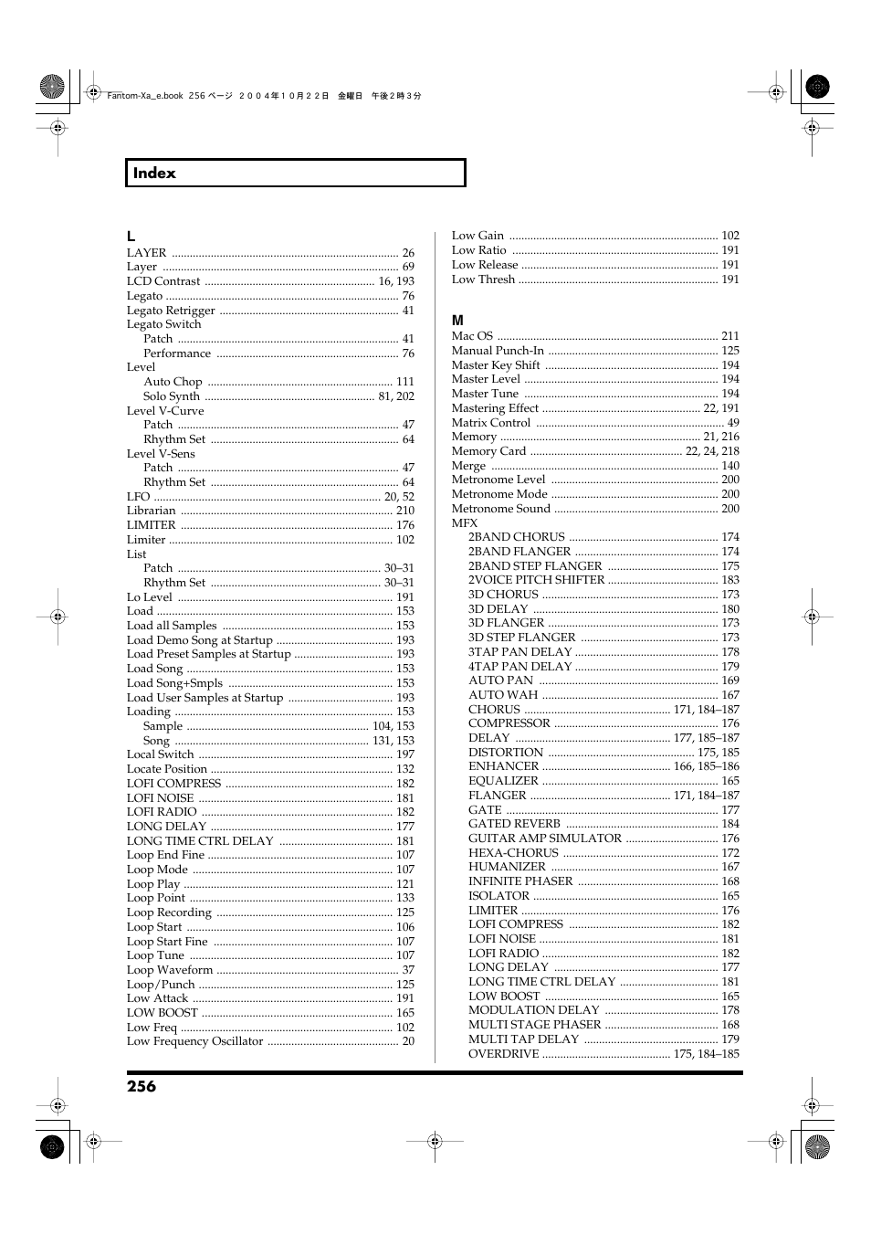 Roland Fantom-Xa User Manual | Page 256 / 264