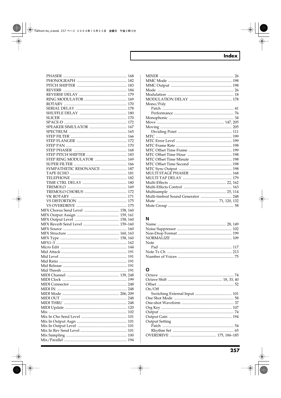 Roland Fantom-Xa User Manual | Page 257 / 264