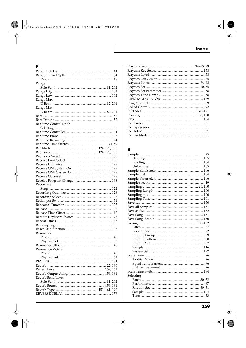 Roland Fantom-Xa User Manual | Page 259 / 264