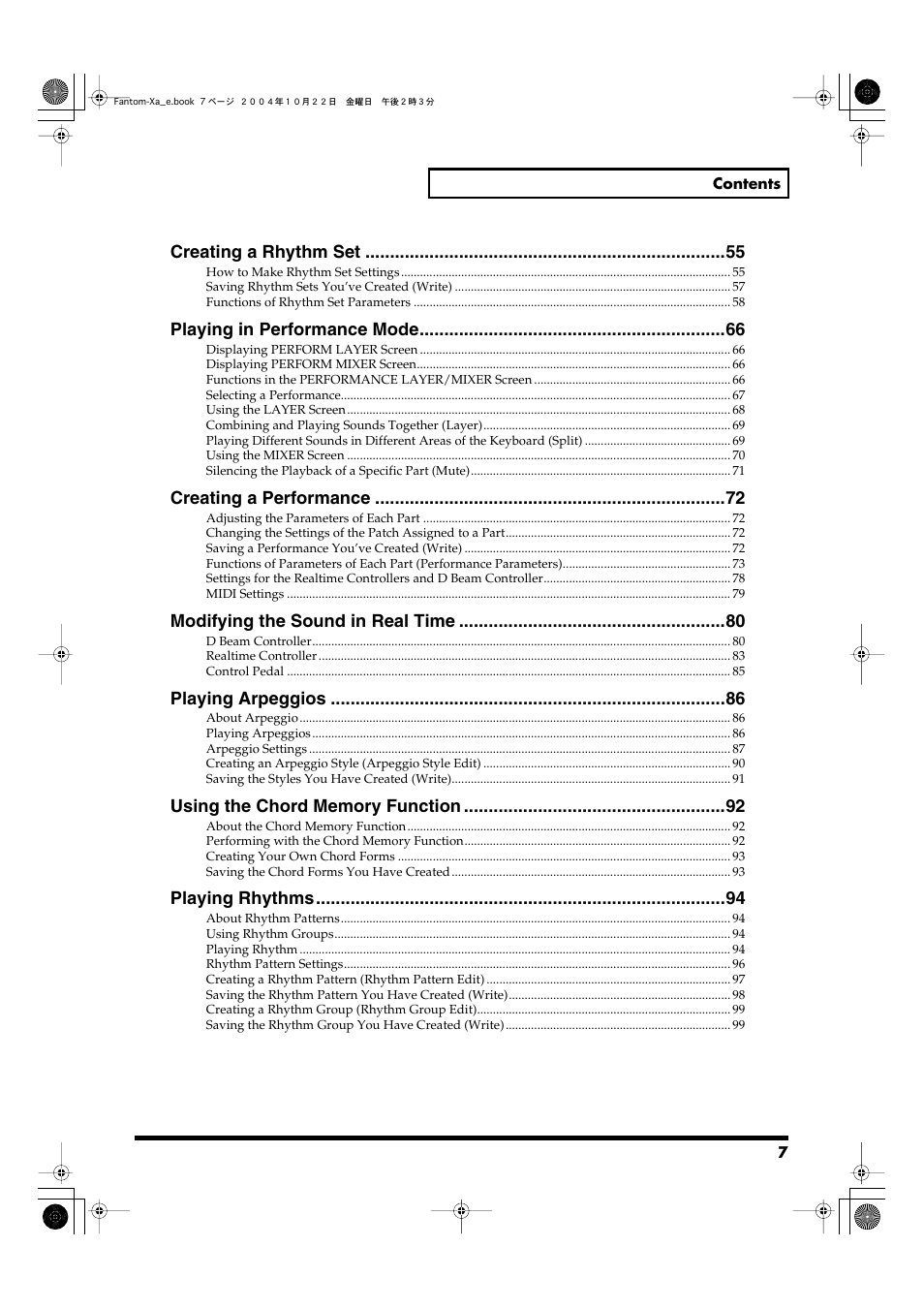 Roland Fantom-Xa User Manual | Page 7 / 264