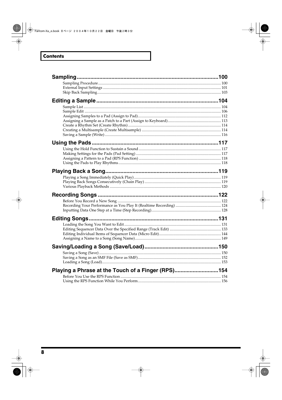 Roland Fantom-Xa User Manual | Page 8 / 264