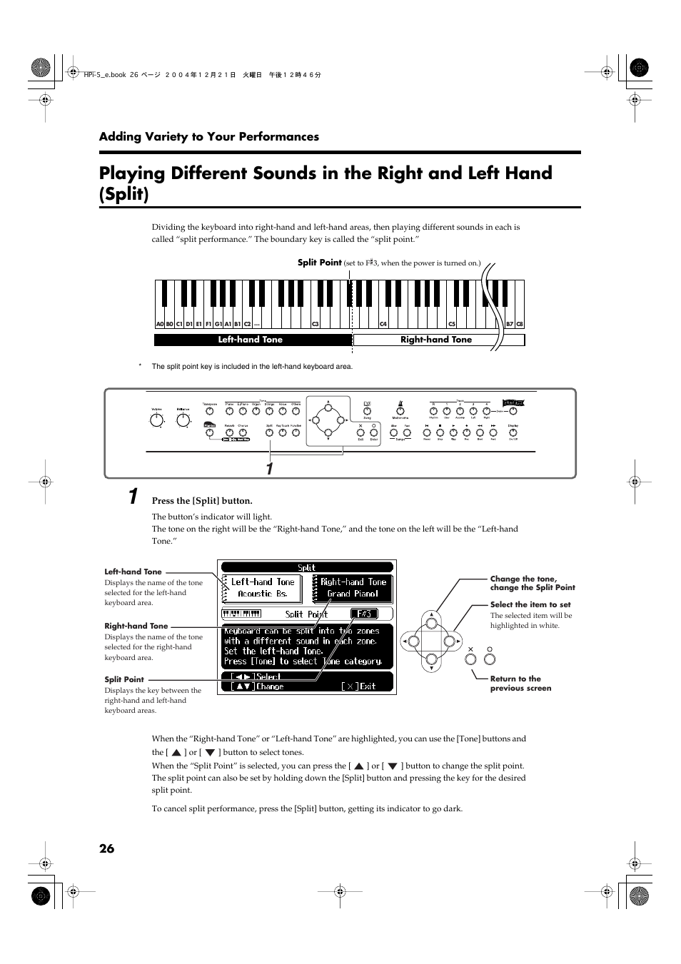 Of the keyboard. (p. 26) | Roland HPi-5 User Manual | Page 26 / 68