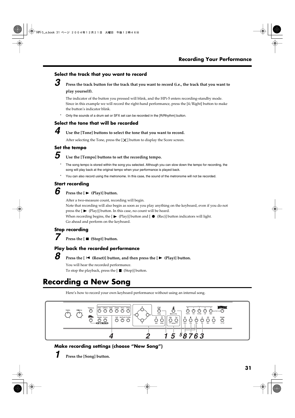 Recording a new song, Recording a new song” (p. 31)) | Roland HPi-5 User Manual | Page 31 / 68