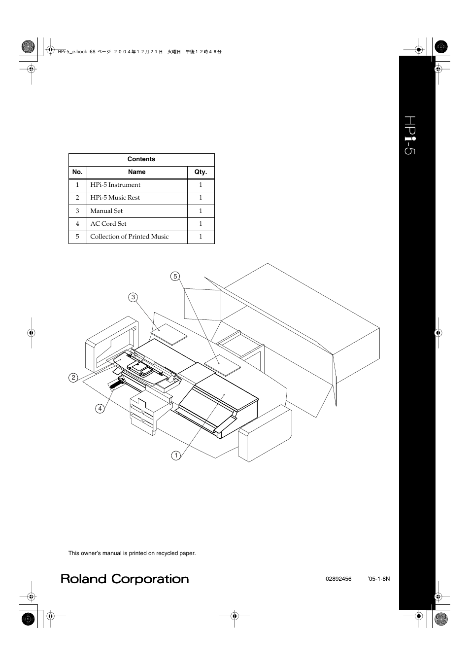 Roland HPi-5 User Manual | Page 68 / 68