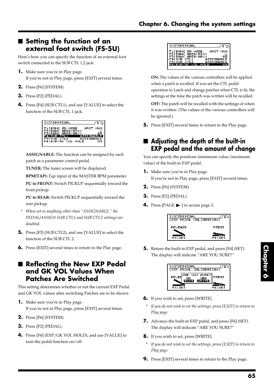 65 chapter 6. changing the system settings | Roland VG-88 User Manual | Page 65 / 84