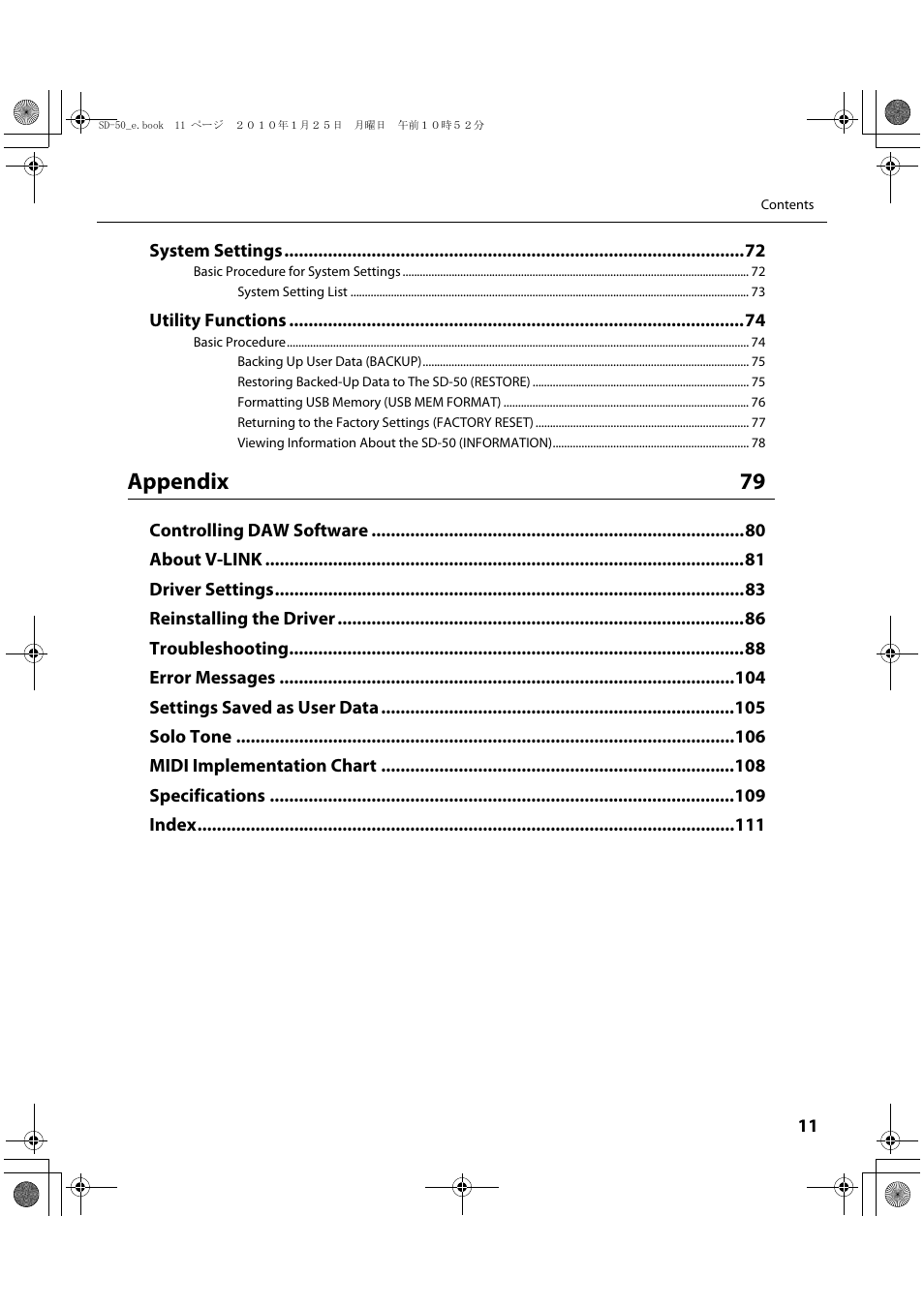 Appendix 79 | Roland SD-50 User Manual | Page 11 / 120