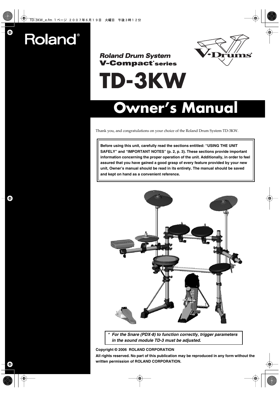 Roland TD-3KW User Manual | 16 pages
