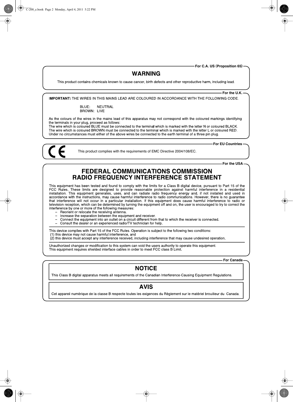 Roland Classic Organ C-200 User Manual | Page 2 / 52