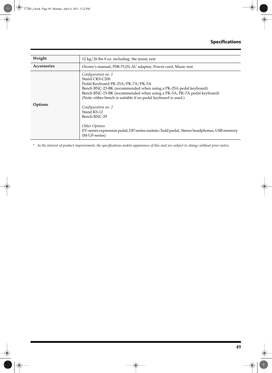 Roland Classic Organ C-200 User Manual | Page 49 / 52