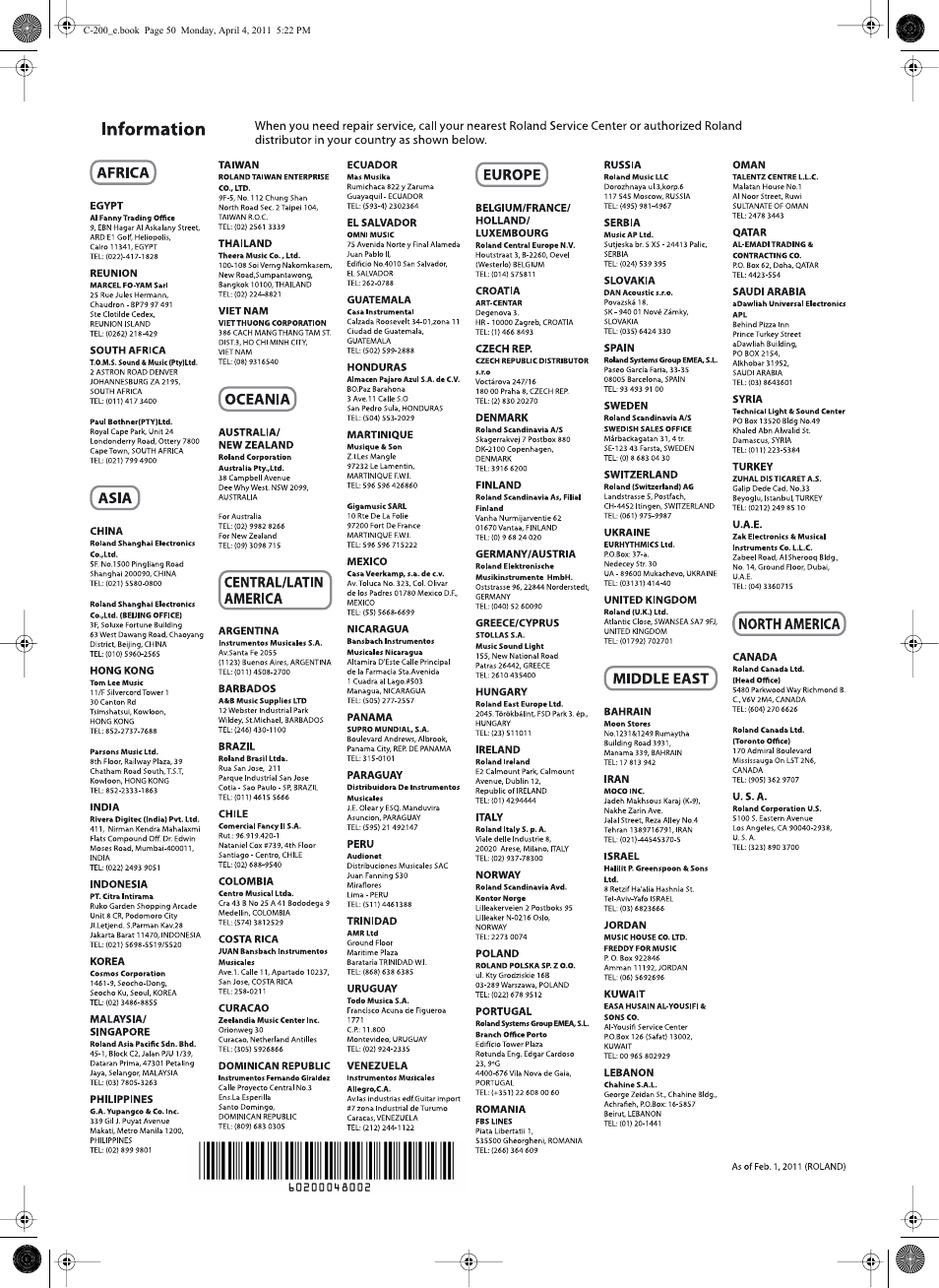 Roland Classic Organ C-200 User Manual | Page 50 / 52