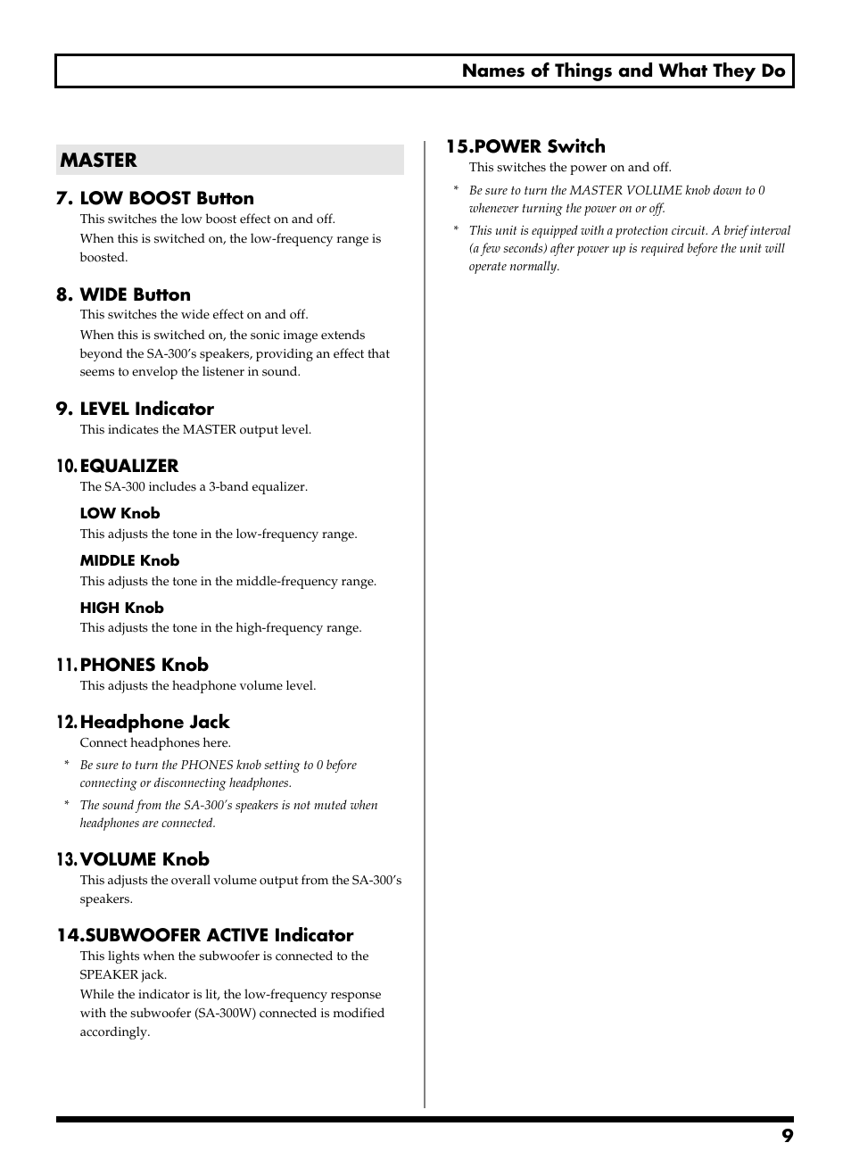 Master | Roland SA-300 User Manual | Page 9 / 24