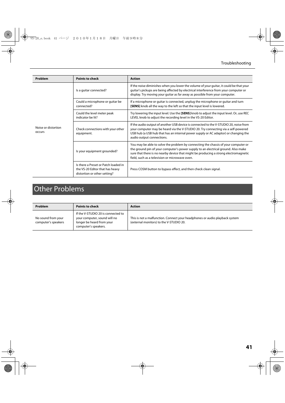 Other problems | Roland V-Studio VS-20 User Manual | Page 41 / 52