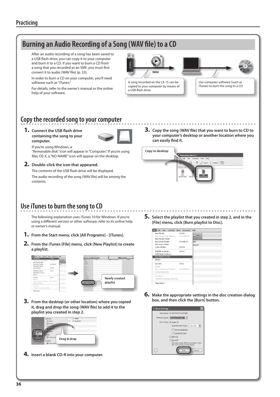 Practicing | Roland Digital Piano LX-15 User Manual | Page 36 / 64