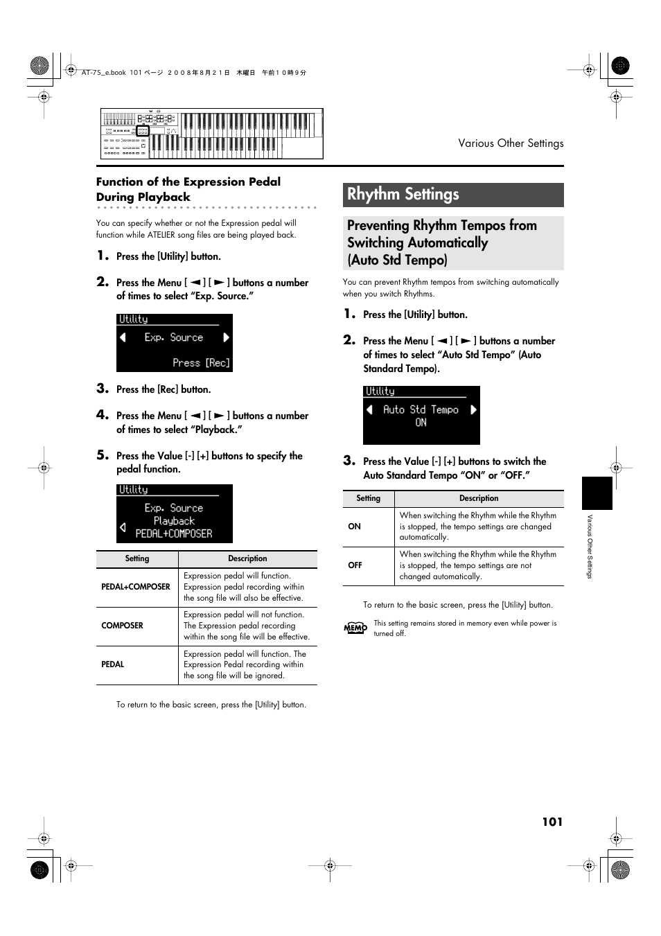 Rhythm settings | Roland ATELIER 5100001499 User Manual | Page 103 / 144