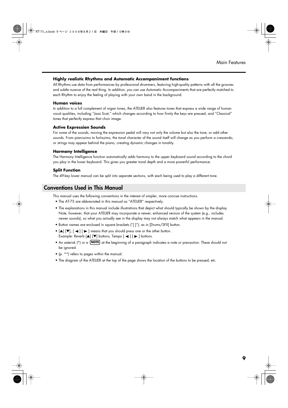 Conventions used in this manual | Roland ATELIER 5100001499 User Manual | Page 11 / 144