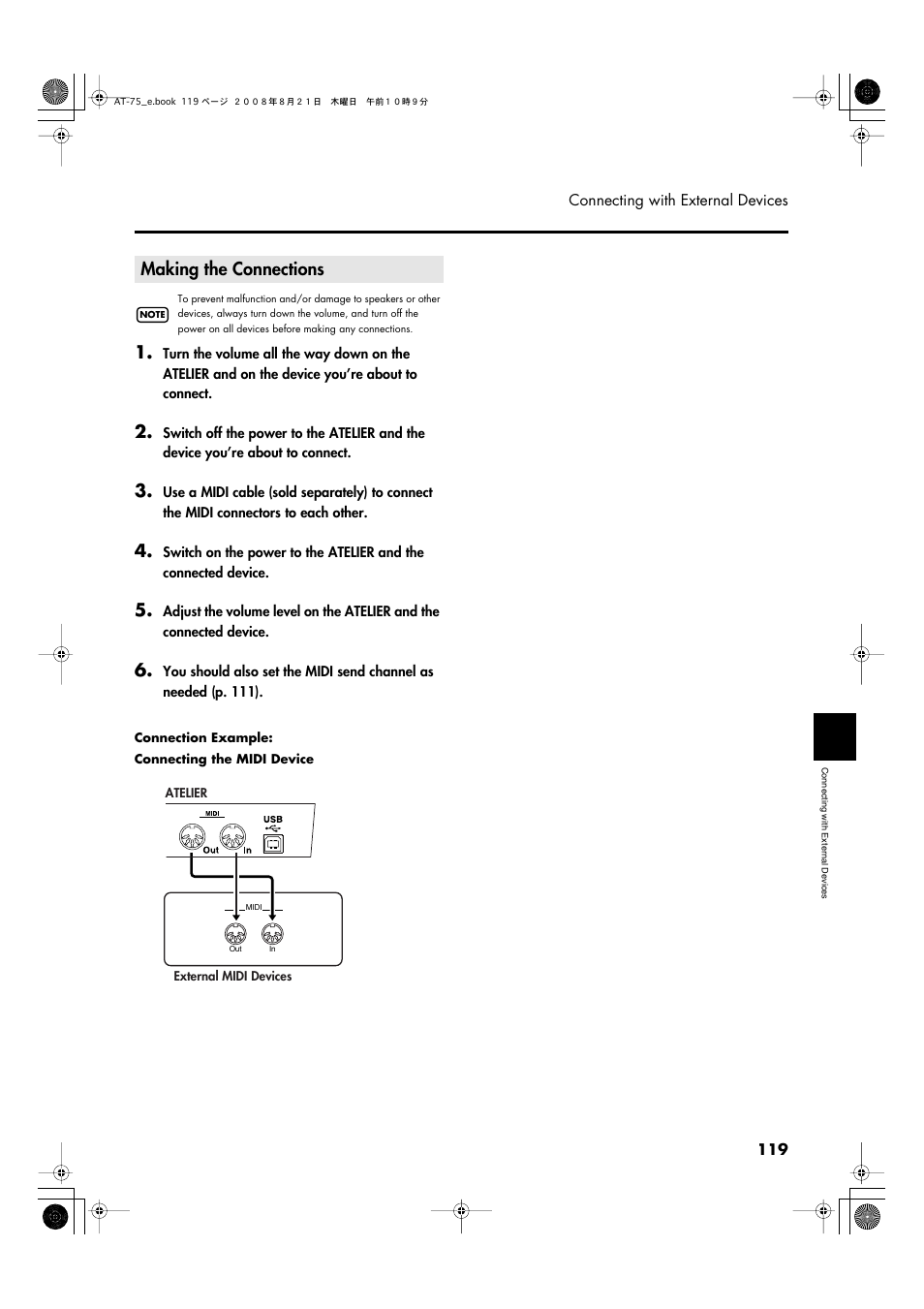 Making the connections | Roland ATELIER 5100001499 User Manual | Page 121 / 144