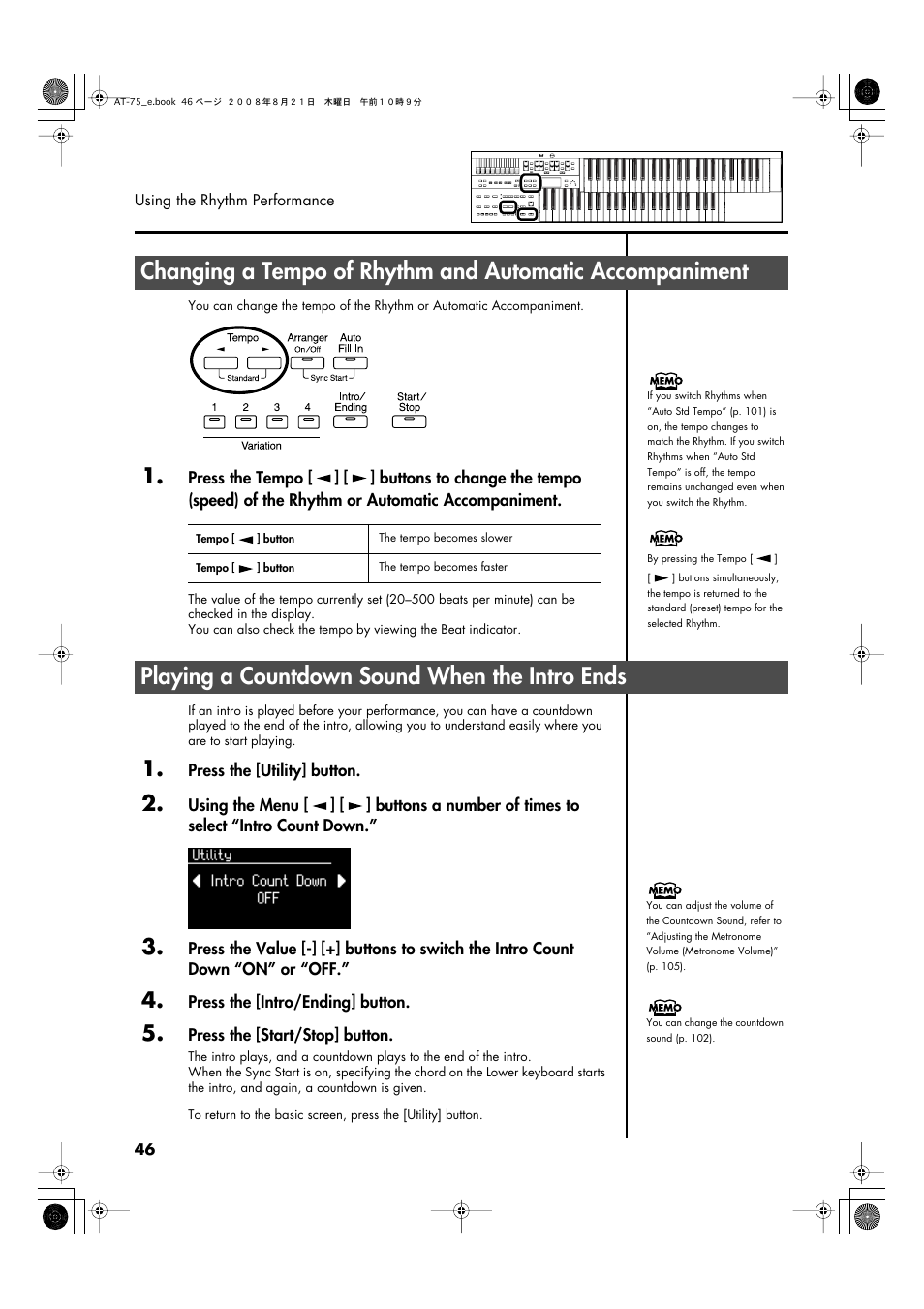 Playing a countdown sound when the intro ends, P. 46) | Roland ATELIER 5100001499 User Manual | Page 48 / 144