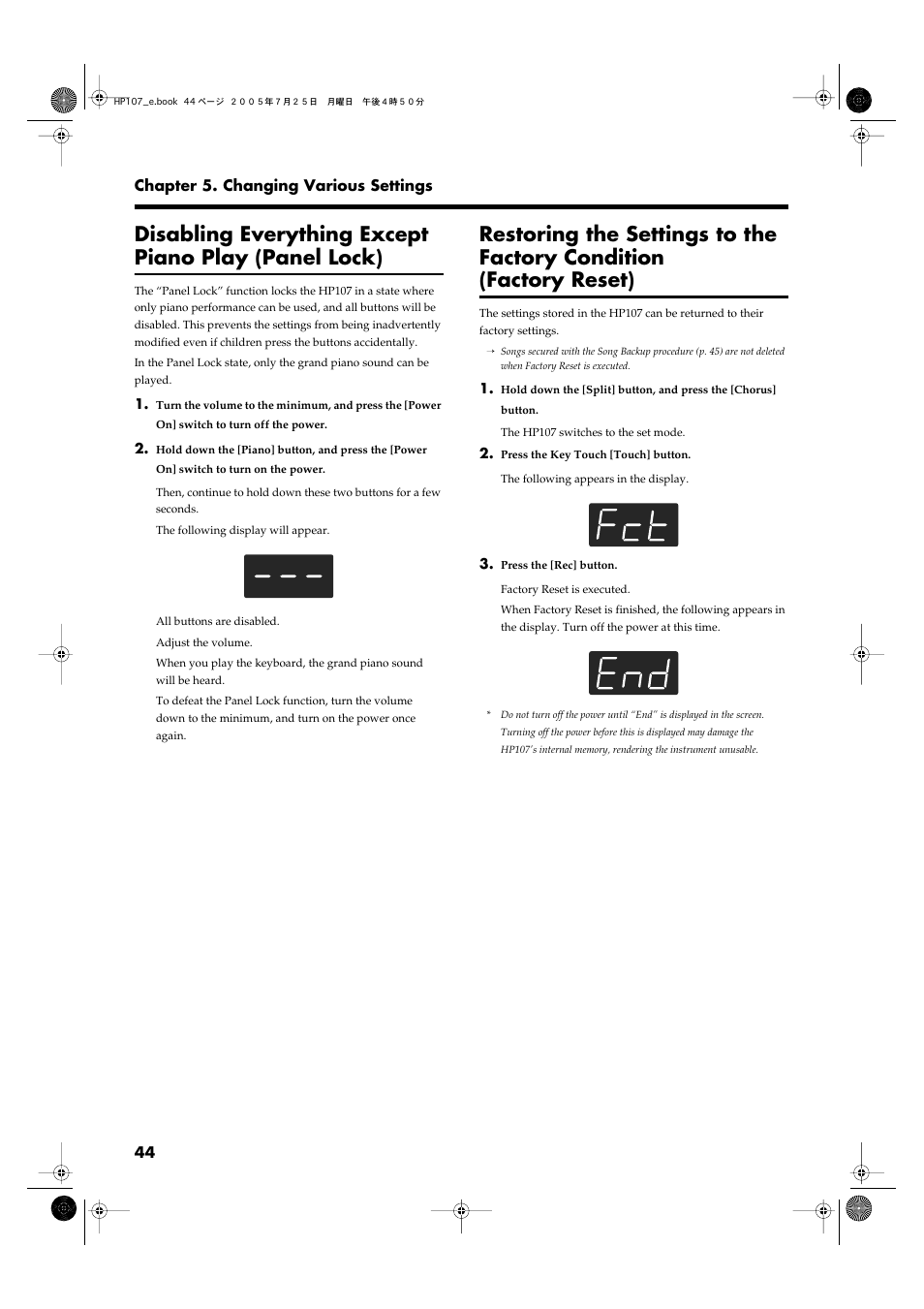 P. 44 | Roland HP107 User Manual | Page 44 / 64