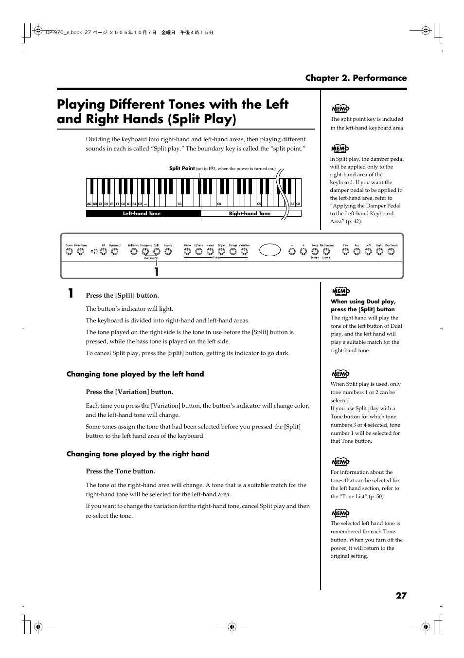 27 chapter 2. performance | Roland DP-970 User Manual | Page 27 / 60