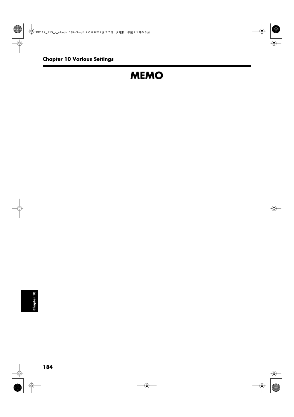 Roland KR-115 User Manual | Page 184 / 228