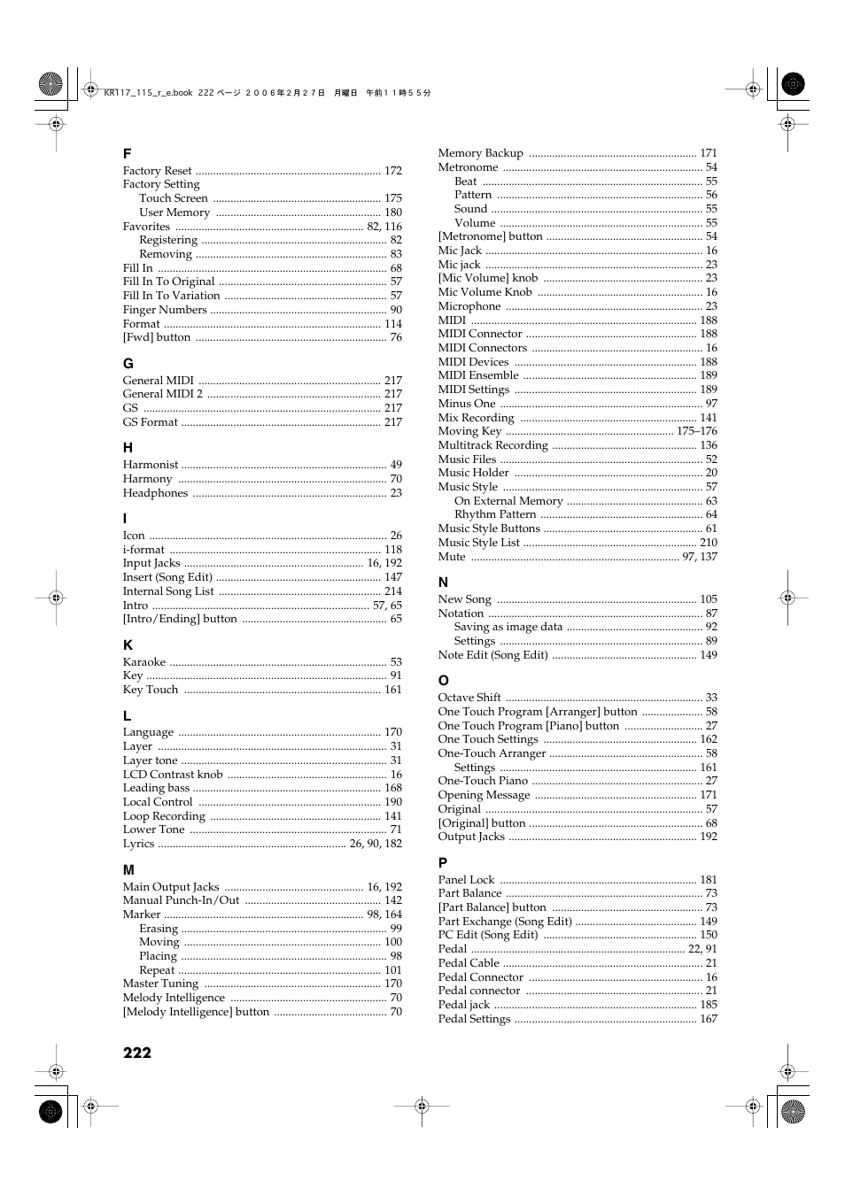 Roland KR-115 User Manual | Page 222 / 228