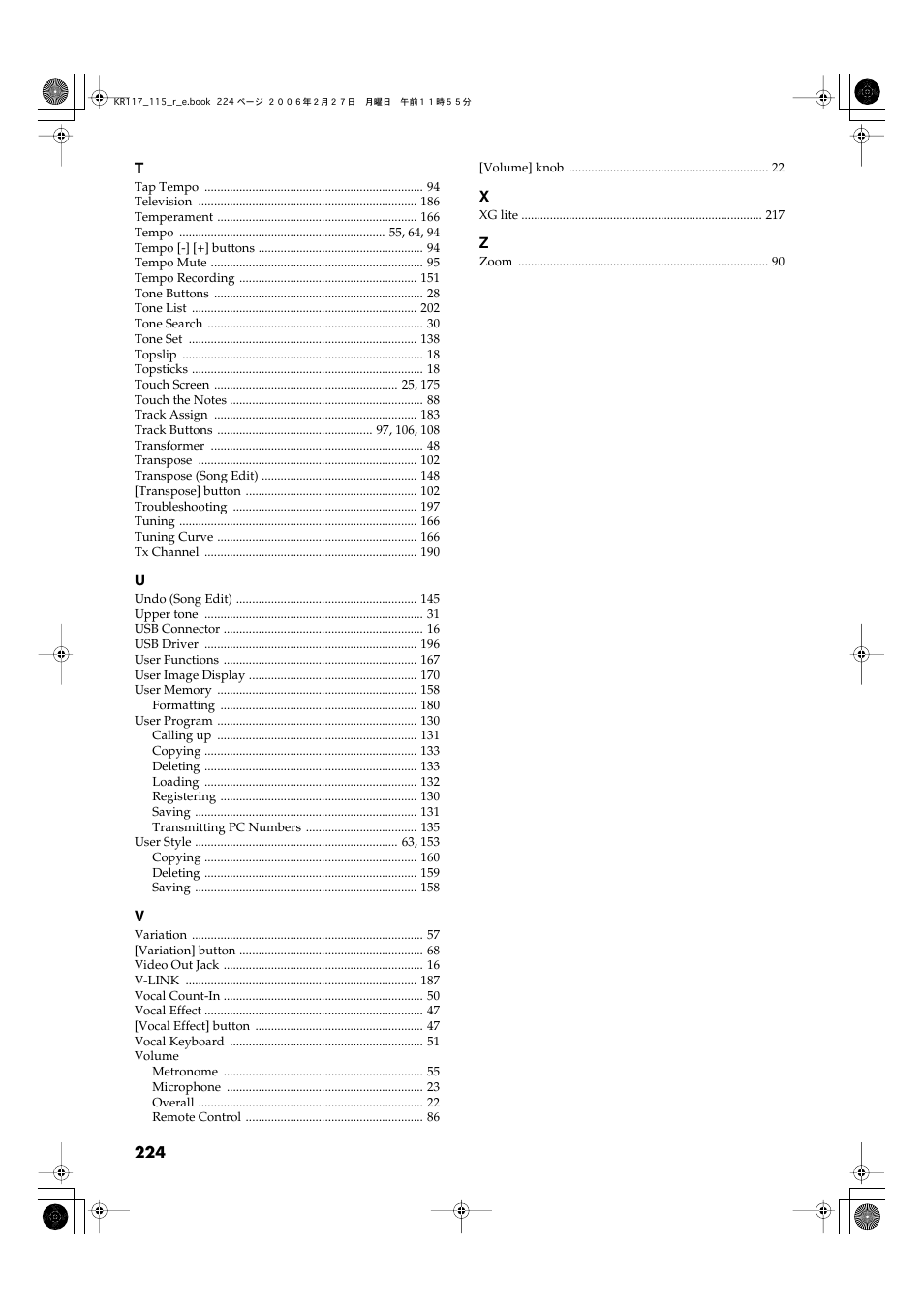 Roland KR-115 User Manual | Page 224 / 228