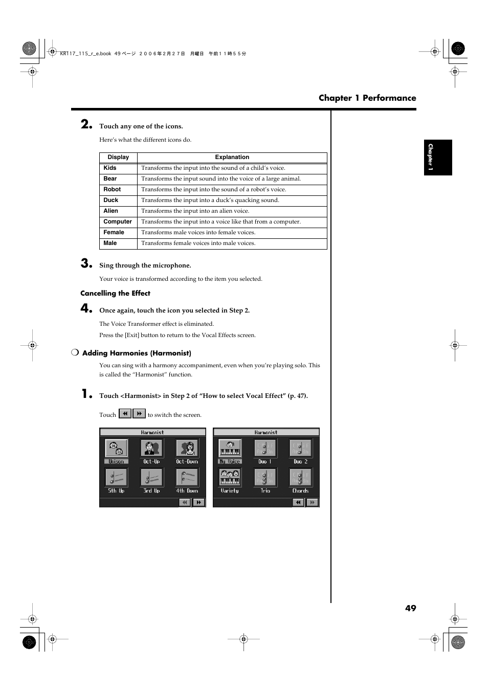 P. 49 | Roland KR-115 User Manual | Page 49 / 228