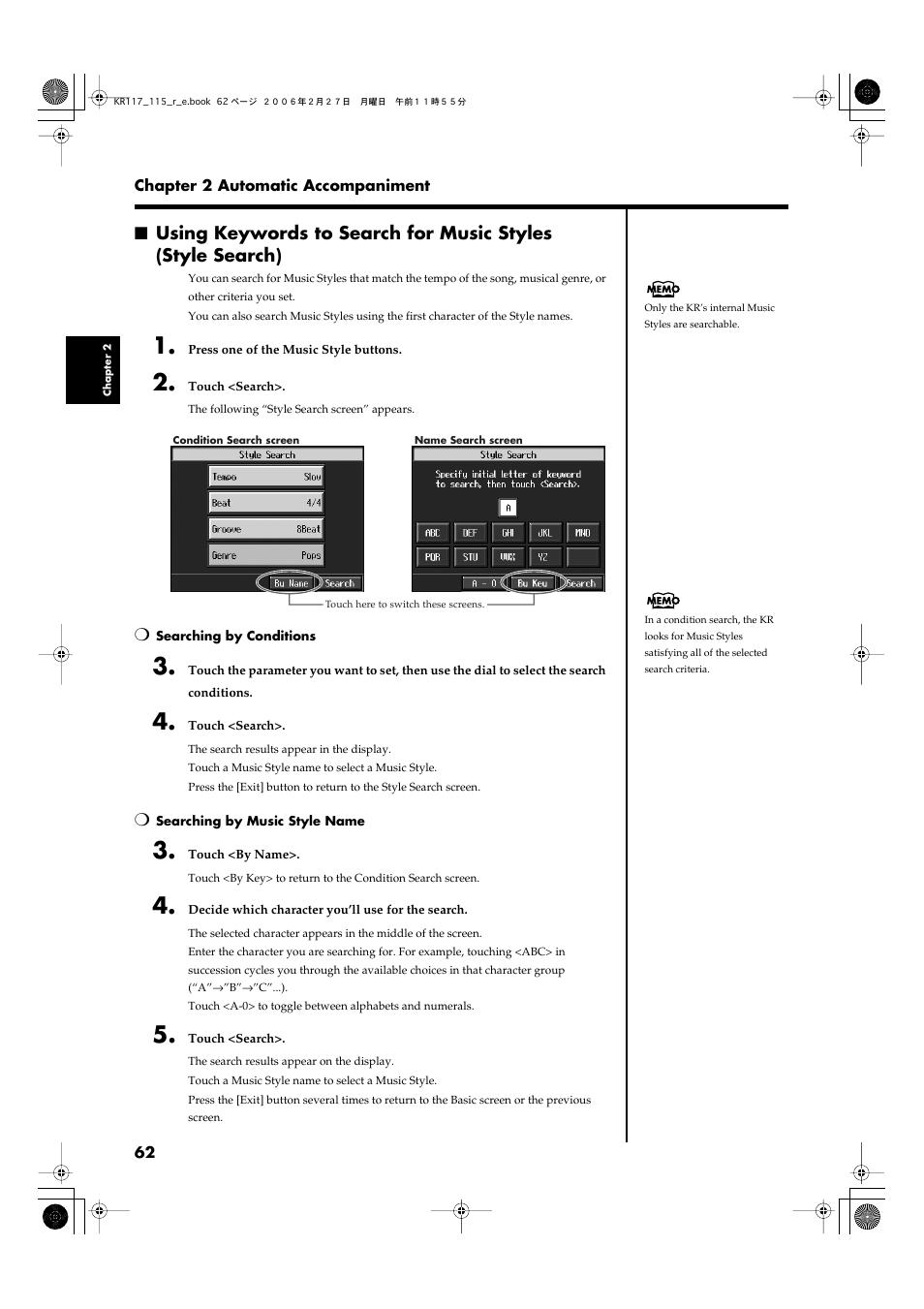 Roland KR-115 User Manual | Page 62 / 228