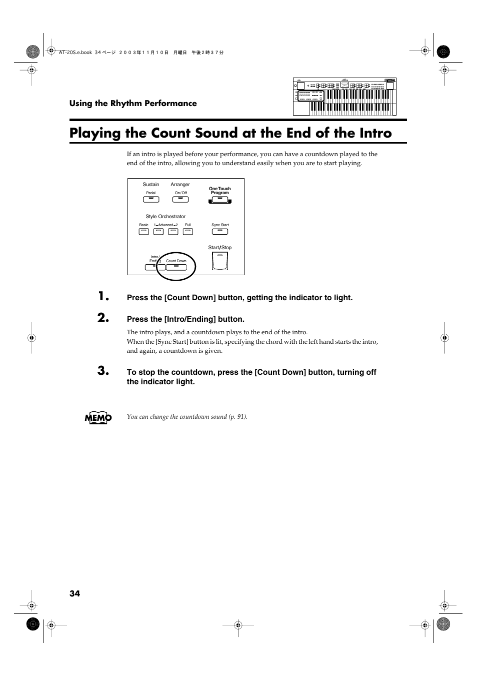 Playing the count sound at the end of the intro, P. 34) | Roland AT20s User Manual | Page 34 / 124