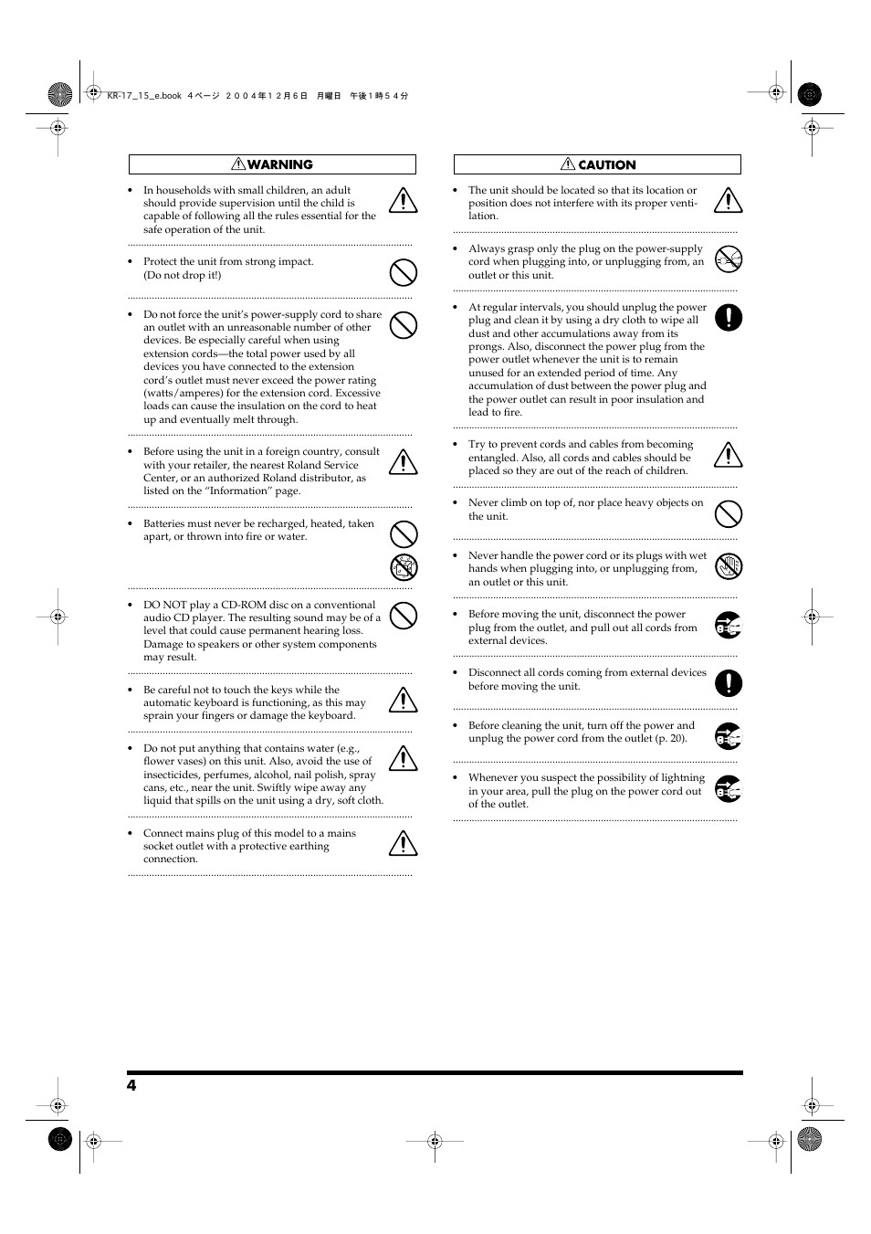 Roland KR-17 User Manual | Page 4 / 212