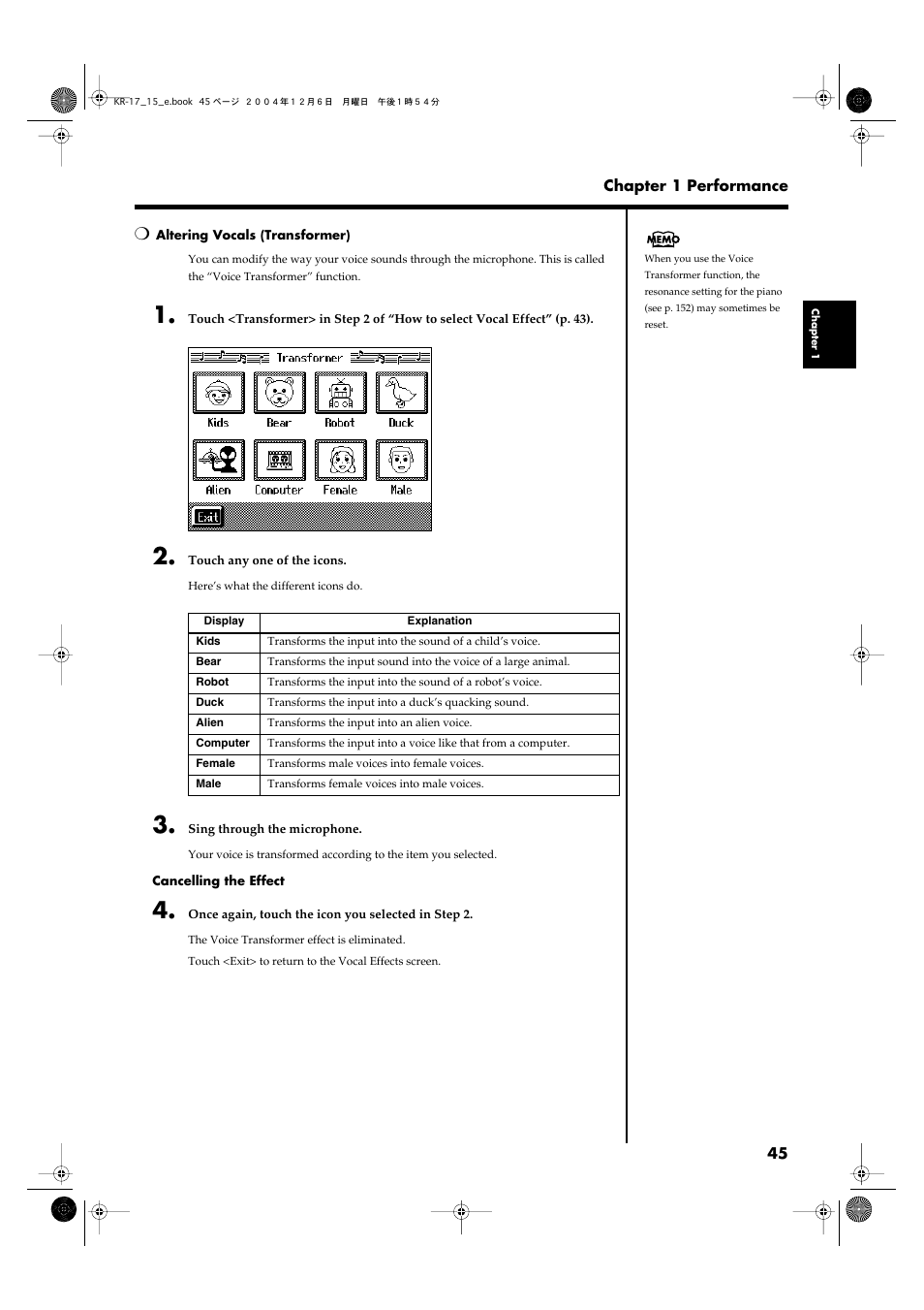 P. 45 | Roland KR-17 User Manual | Page 45 / 212