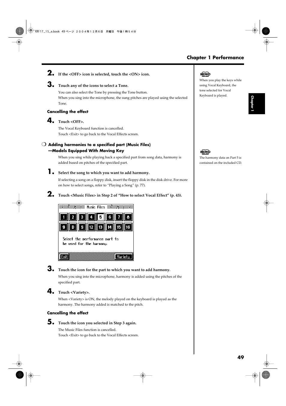 P. 49 | Roland KR-17 User Manual | Page 49 / 212