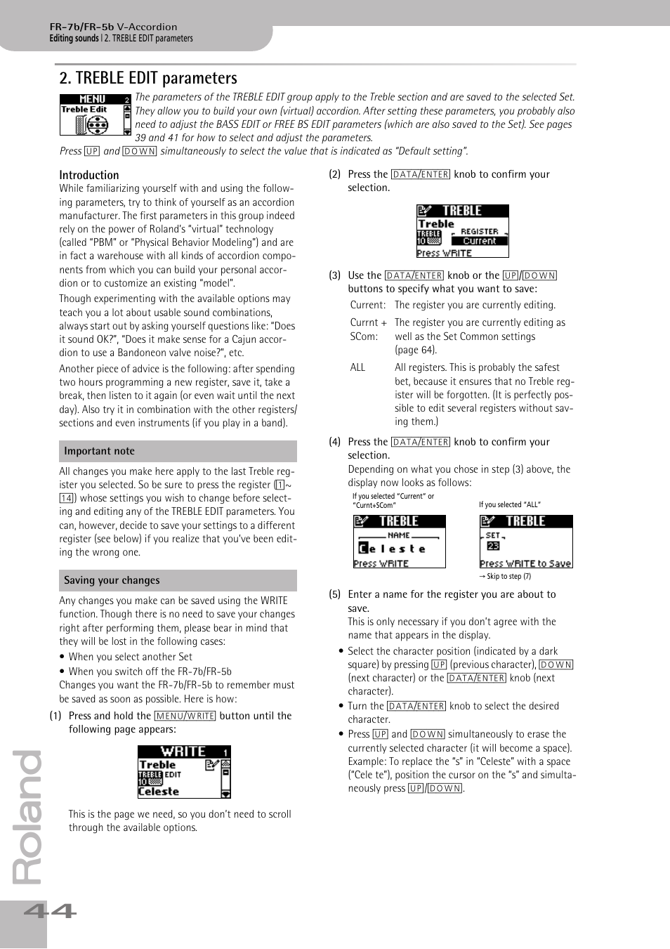 treble edit parameters, Introduction, Treble edit parameters | Roland V-ACCORDION FR-7 User Manual | Page 44 / 118