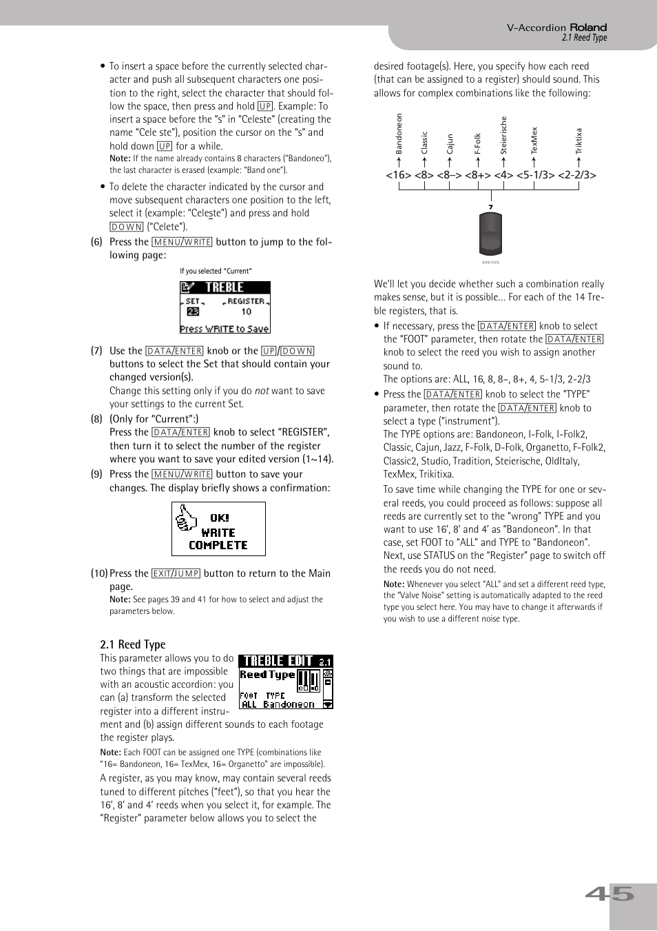 1reed type, P. 45 | Roland V-ACCORDION FR-7 User Manual | Page 45 / 118
