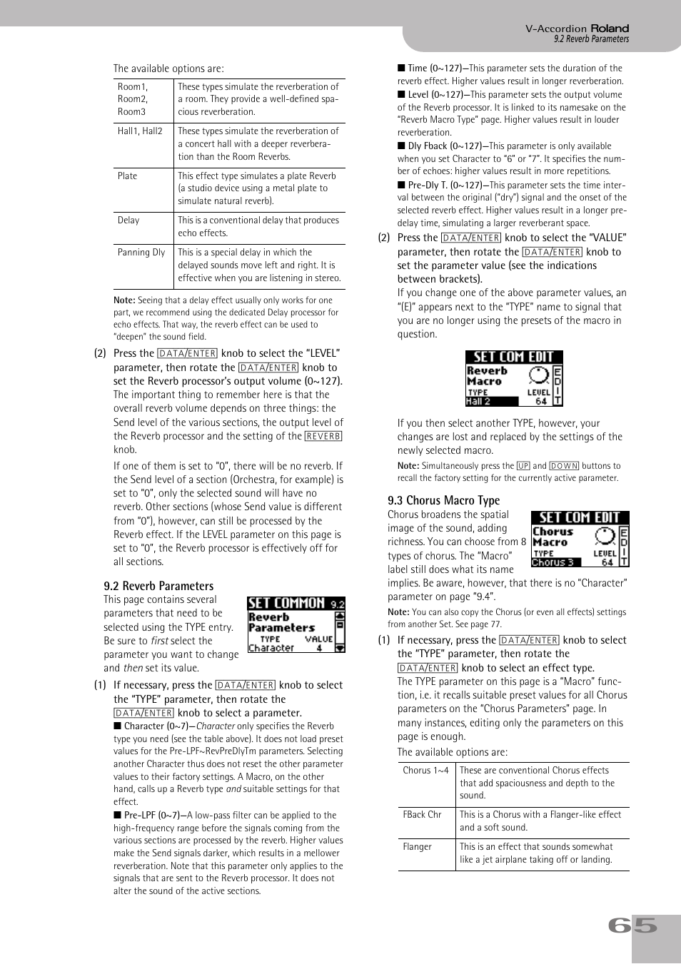2reverb parameters, 3chorus macro type, See p. 65) | P. 65 | Roland V-ACCORDION FR-7 User Manual | Page 65 / 118