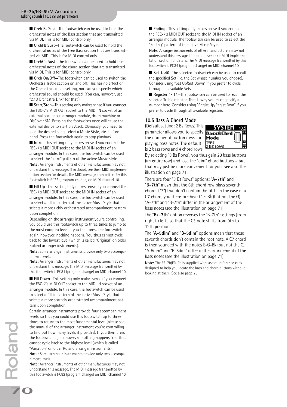 5bass & chord mode, P. 70 | Roland V-ACCORDION FR-7 User Manual | Page 70 / 118