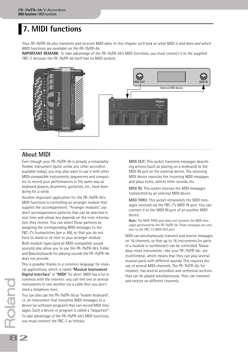 Midi functions, About midi, External midi gear (see p. 82) | Roland V-ACCORDION FR-7 User Manual | Page 82 / 118