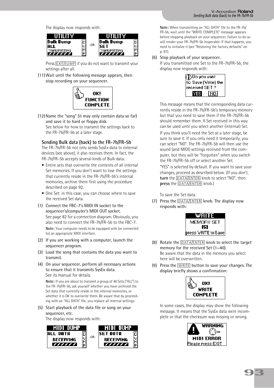 Sending bulk data (back) to the fr7b/fr5b | Roland V-ACCORDION FR-7 User Manual | Page 93 / 118